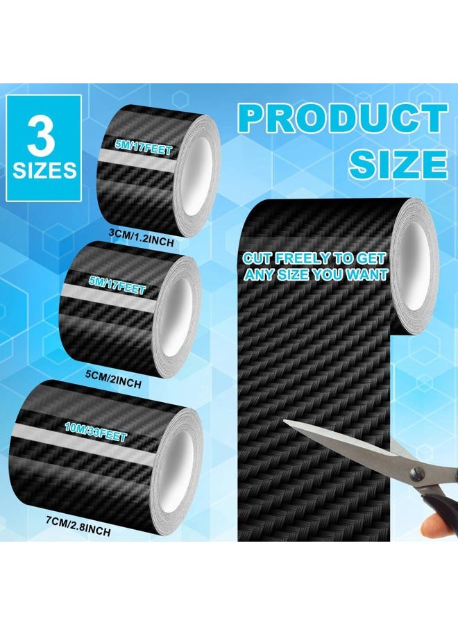 Tallew 3 Rolls 67 Ft Car Edge Door Guards Door Sill Protector 5D Carbon Fiber Vinyl Wrap Automotive Vehicle Door Sill Protector Anti Collision Film Fits (Black, 2 in x 17 Ft, 1.2 in x 17 Ft, 2.7 in x 33 Ft) - Image 2