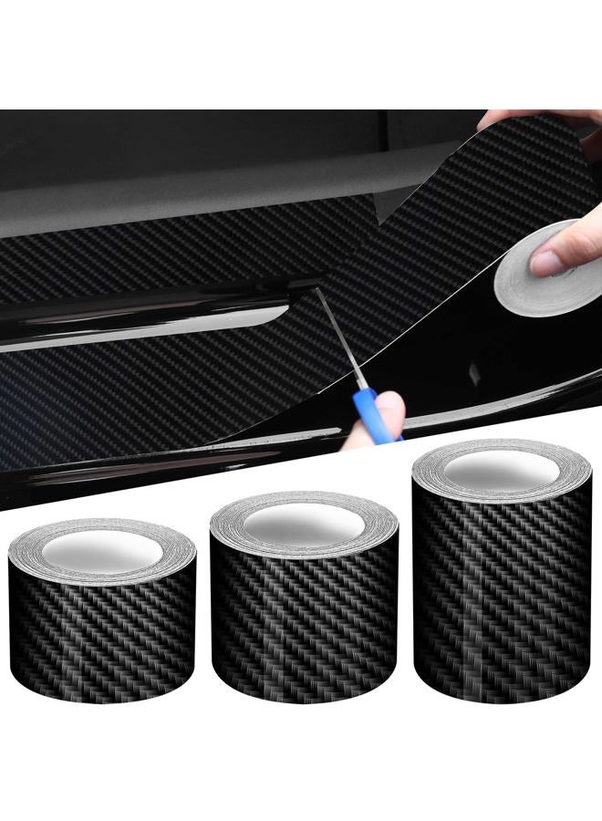 Tallew 3 Rolls 67 Ft Car Edge Door Guards Door Sill Protector 5D Carbon Fiber Vinyl Wrap Automotive Vehicle Door Sill Protector Anti Collision Film Fits (Black, 2 in x 17 Ft, 1.2 in x 17 Ft, 2.7 in x 33 Ft) - Image 1