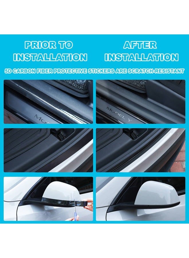 Tallew 3 Rolls 67 Ft Car Edge Door Guards Door Sill Protector 5D Carbon Fiber Vinyl Wrap Automotive Vehicle Door Sill Protector Anti Collision Film Fits (Black, 2 in x 17 Ft, 1.2 in x 17 Ft, 2.7 in x 33 Ft) - Image 4
