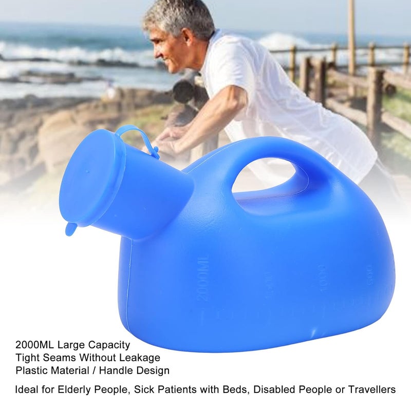 كلاراكو مبولة للرجال، زجاجات بول كبيرة بسعة 2000 مل، تصميم مقبض، مبولة محمولة، زجاجة بول من مادة بلاستيكية لكبار السن ذوي الاحتياجات الخاصة - Image 3