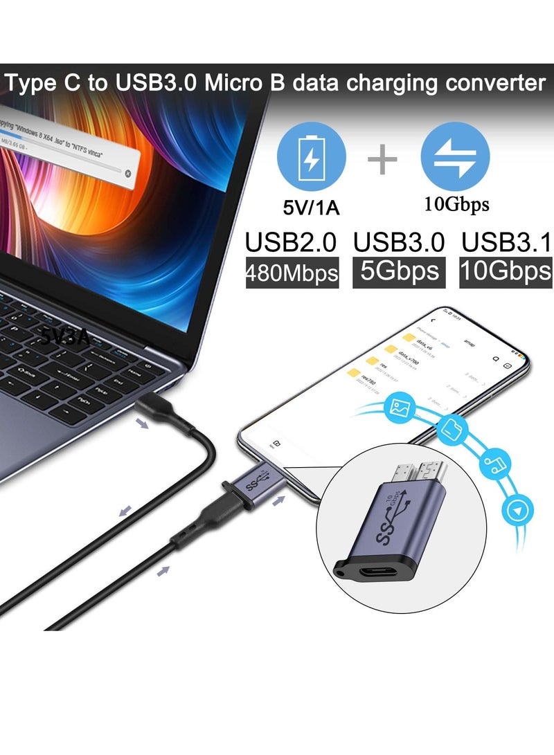 Excefore High-Speed USB C Female to Micro B Male Adapter,10Gbps Data Transfer Charging for External Hard Drives, SSDs, Tablets, Cameras, Laptops,2Pcs - Image 4