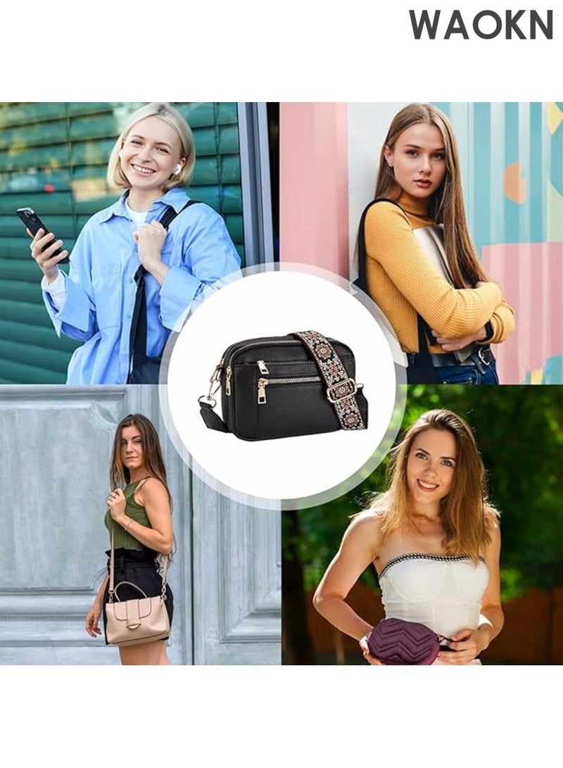 WAOKN Women and men's Shoulder Bag , PU Leather Shoulder Bag , men and Women's Chic Shoulder Bags , Women's Shoulder Bags , Bag with Multiple Pockets and Adjustable Strap for Women and men ,unisex , black . - Image 2