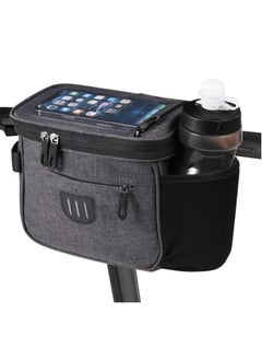 Excefore Bike Handlebar Bag, Front Frame Bag, Large Bicycle Front Storage Pouch Bag, 6.5 inch Transparent Pouch with Shoulder Strapfor Road Mountain Bike Cycling Travel (Black)  - Image 1