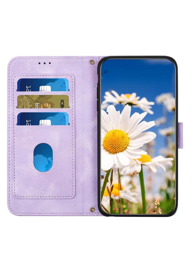 S-TOP Case For Samsung Galaxy A04 Floral Pattern Leather Phone Case with Lanyard - Image 5