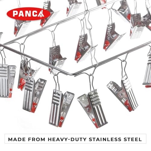 PANCA 25 Clips Stainless Steel Cloth Drying Hanger | Foldable Square Drying Rack for Baby Clothes, Socks, Undergarments & Small Laundry Items | Stand with Hooks – Rustproof & Space-Saving - Image 4
