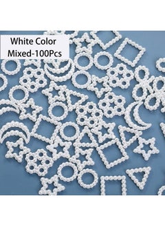 CESUSME 100Pcs Pearls Nail Charms Multishaped Acrylic Heart Star Circle Bowknot Cute Assorted White Pearls 3D Nail Art Charms For Nail Art Diy Crafting  - Image 3