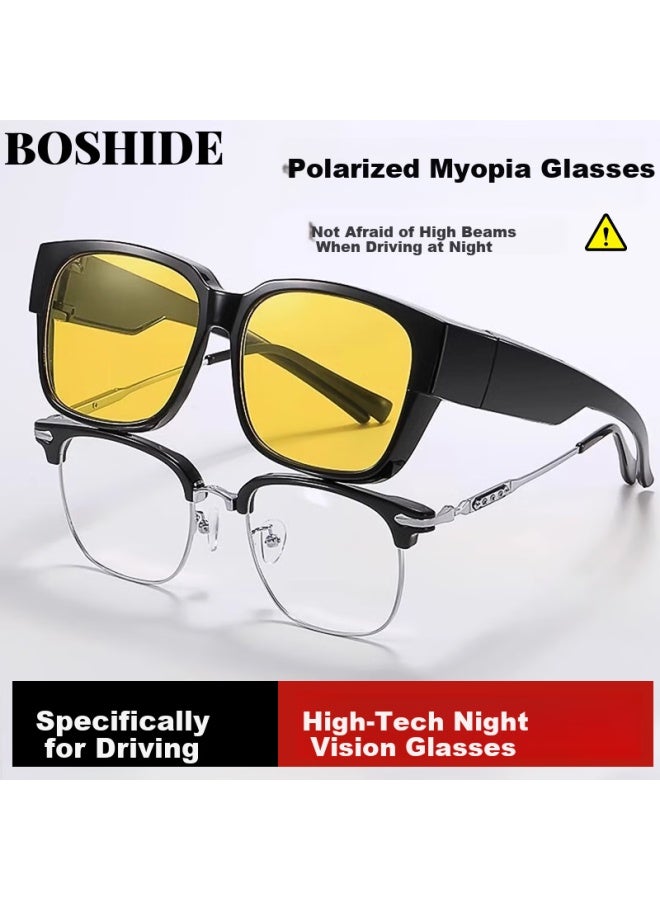 Boshide Sunglasses Set, Polarized Driving Sunglasses With Night Vision, Black Frame - Image 1