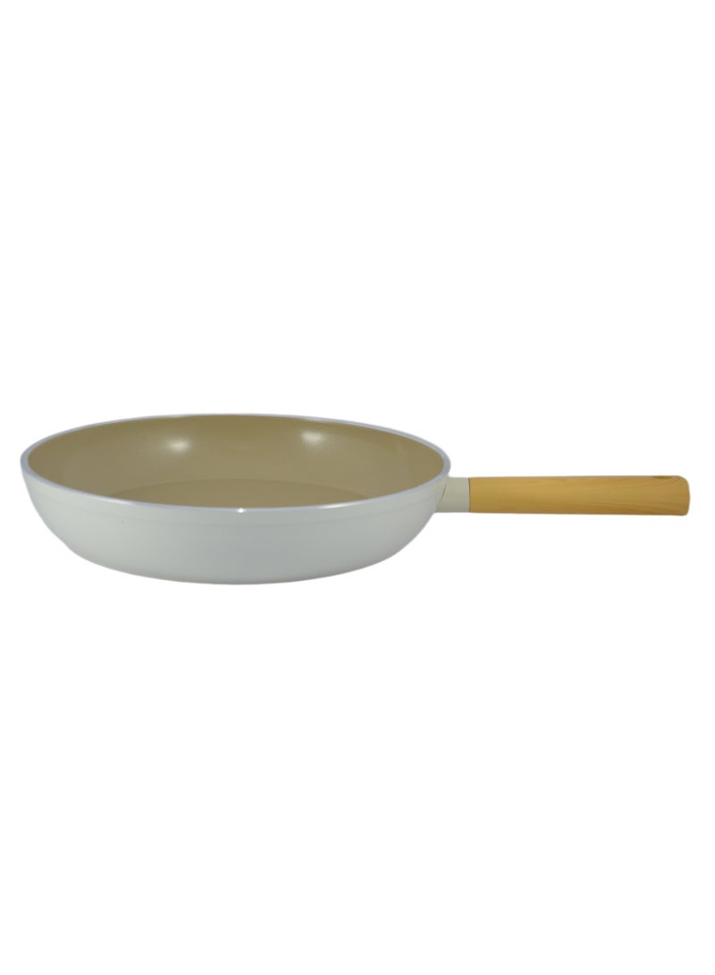 Homemaker Swiss Crystal Ceramic Coating Frypan – 32 cm – Non-Stick Surface with Natural Wood Handle – High-Quality, PFAS-Free – Beige  - Image 2