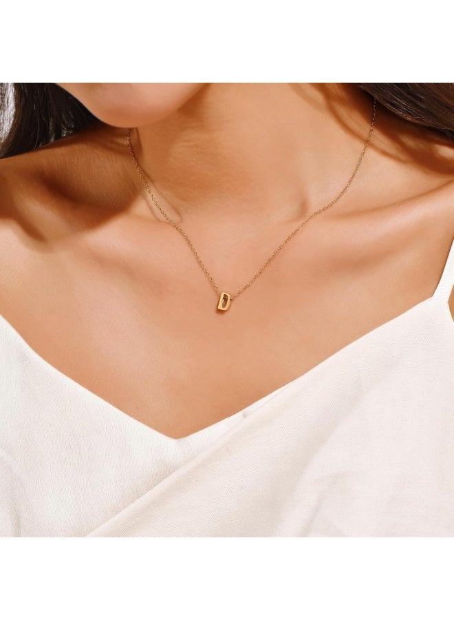 Julia Store Dainty Initial Necklaces for Women 18K Gold Plated Stainless Steel Trendy Letter Necklace Personalized Initial Love Pendant Necklace Tiny Letter Name Necklaces Gift for Teen Girls - Letter (D) - Image 3