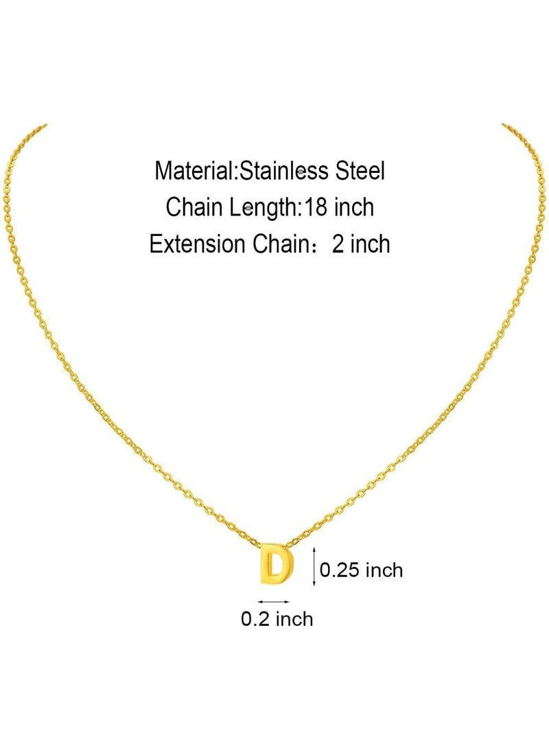 Julia Store Dainty Initial Necklaces for Women 18K Gold Plated Stainless Steel Trendy Letter Necklace Personalized Initial Love Pendant Necklace Tiny Letter Name Necklaces Gift for Teen Girls - Letter (D) - Image 2