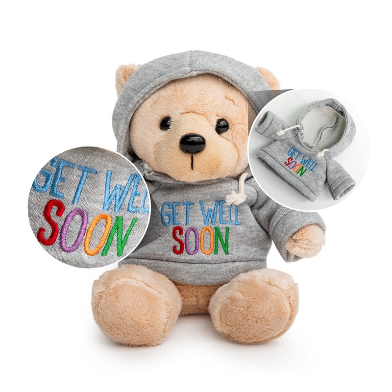 Ganz Tonsillectomy Gift Get Well Soon Teddy Bear with Goodbye Tonsils Childrens Book Gift Set Kids Tonsillectomy Recovery  Blue Gray Hoodie - Image 3