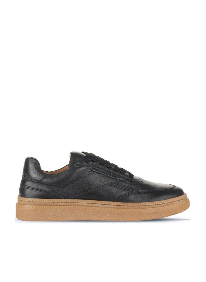 BUENO Women's Leather Sneakers – Classic Lace-Up Design with Contrast Sole and Perforated Detail for Everyday Chic - Image 1