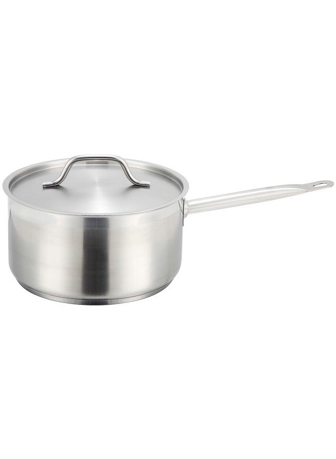 Winco Heavy-Duty Stainless Steel Sauce Pan with Cover, 4.5 Quart - Image 1