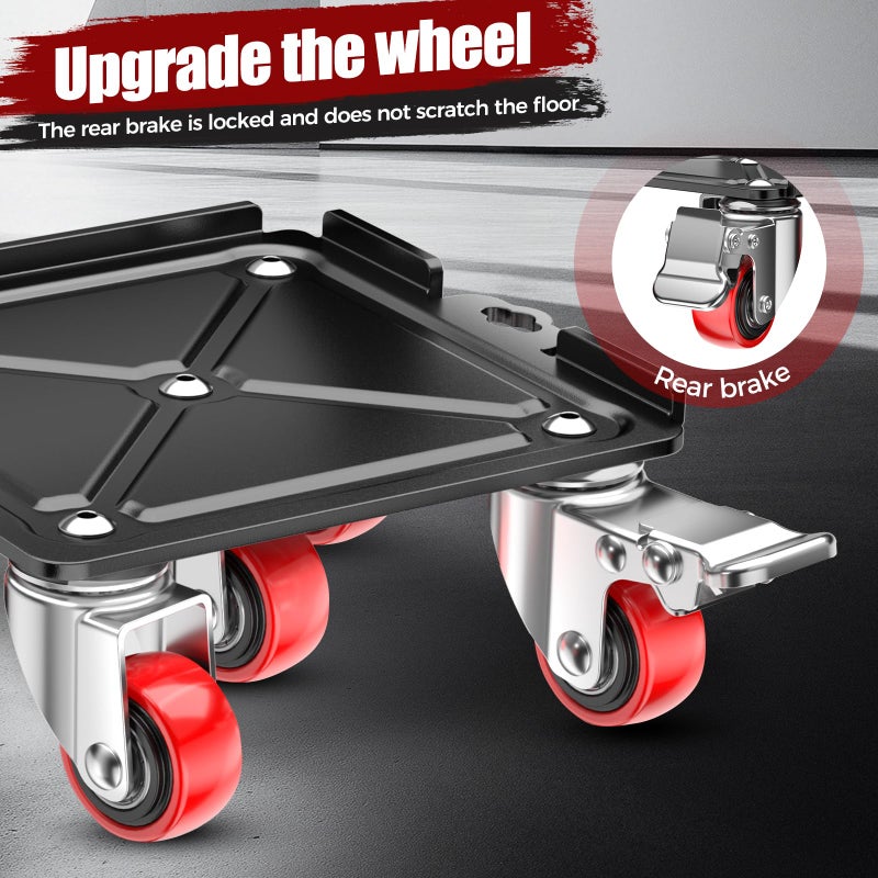 LOYAL TIGER Heavy Duty 3000LBS Furniture Dolly & Movers with 5 Wheels & Brake - 360Â° Rotating Moving Dolly for Furniture, Piano, Appliances - 6.3 Inch Non-Slip Sliders, Red - Image 3