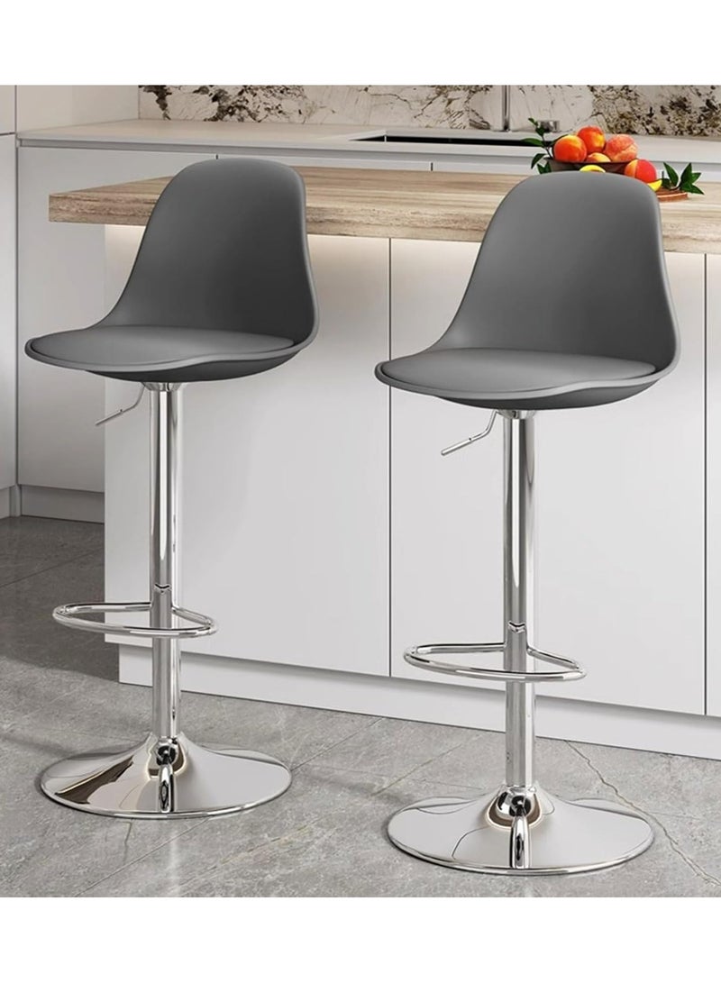 DubaiGallery كرسي بار نوردك فاخر مع أرجل معدنية ووسادة مخملية كرسي بار عالي كرسي بار مع ظهر كرسي بار - Image 3