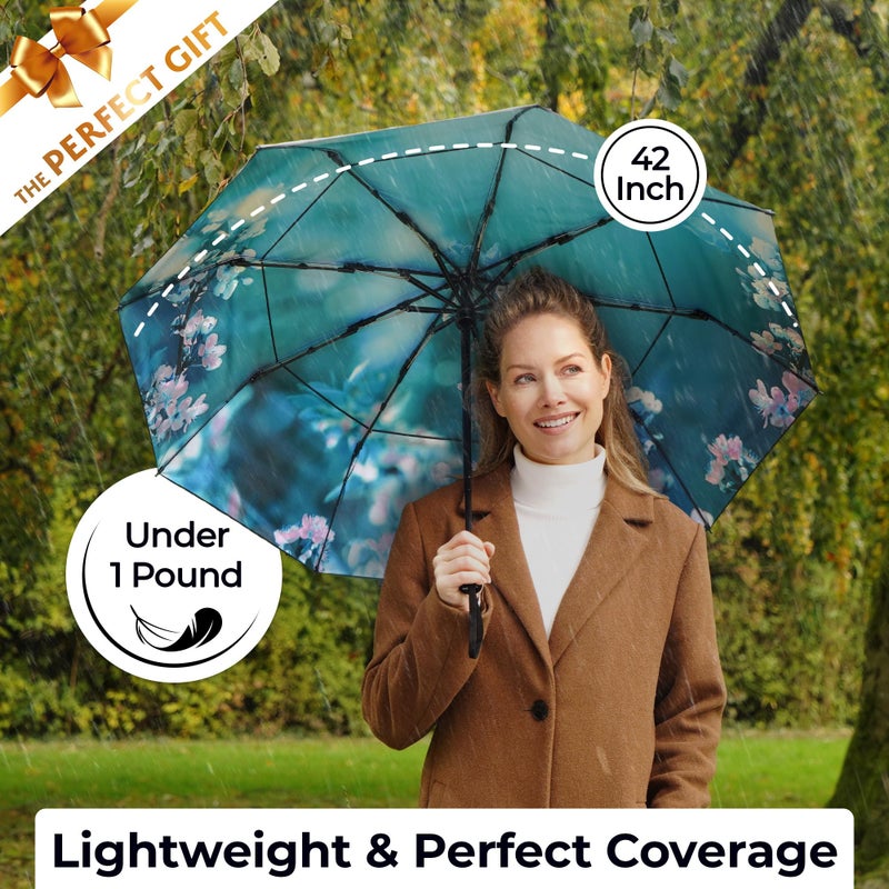 TUMELLA Strongest Windproof Travel Umbrella (Compact, Superior & Beautiful), Small Strong but Light Portable and Automatic Folding Rain Umbrella, Durable Premium Grip, Fits Car and Backpack - Image 5