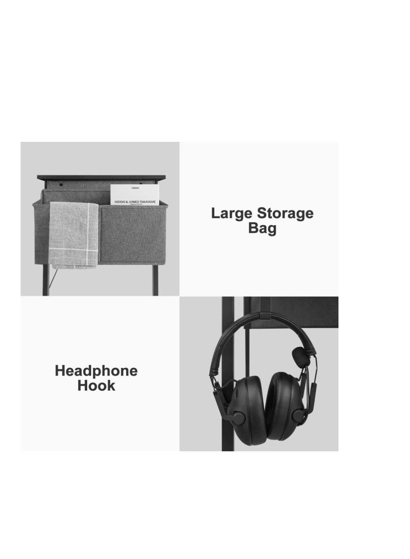 Golden Modern Computer Desk Sturdy Office Desk Simple Writing Desk Study Table with Storage Bag and Hook for Home Office Bedroom Living Room PC Laptop Notebook Table (120 * 60cm, White) - Image 4