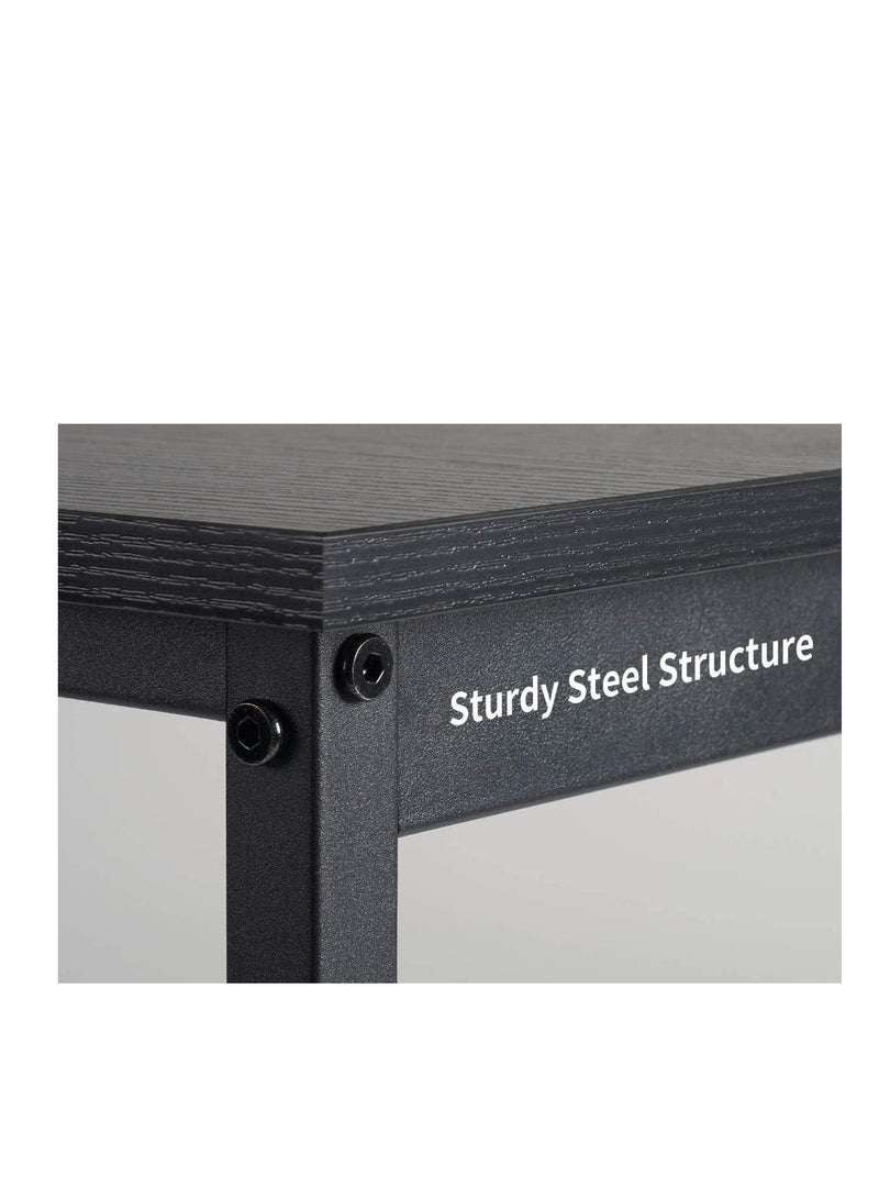 Golden Modern Computer Desk Sturdy Office Desk Simple Writing Desk Study Table with Storage Bag and Hook for Home Office Bedroom Living Room PC Laptop Notebook Table (120 * 60cm, White) - Image 5