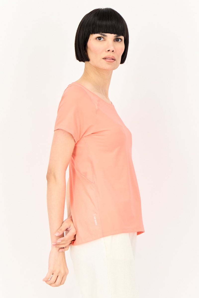 UNDER ARMOUR Women Fitted Short Sleeve Running T-Shirt, Coral - Image 4