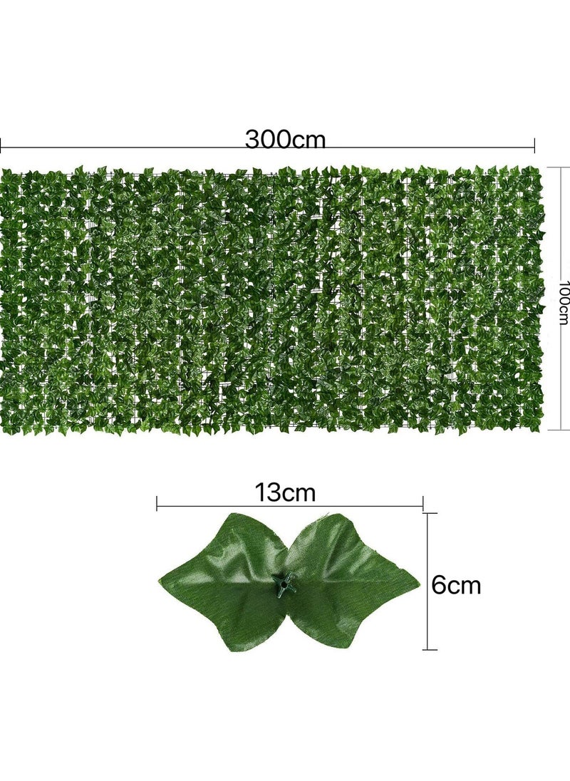 JoyousSto - 1 x 3m Artificial Privacy Garden Fence Wall Plant Hedge Screen Roll Artificial Ivy Leaf Vine Decoration for Backyard Outdoor Garden Home Balcony Decoration UV and Sun Protection Leaf Screen - Image 1