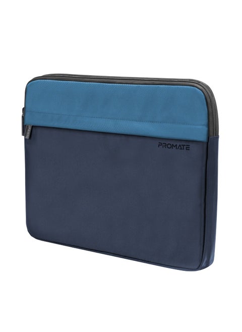 Promate Laptop Case, Sleeve with Accessible Front Pocket, Water-Resistance, Padded Inner Lining and Secure Zippers Compatible with 13-inch Laptops, Tablets, Limber-SB.Blue