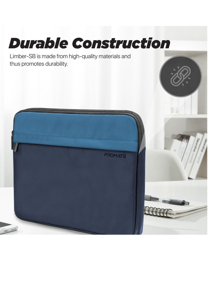 PROMATE - Promate Laptop Case, Sleeve with Accessible Front Pocket, Water-Resistance, Padded Inner Lining and Secure Zippers Compatible with 13-inch Laptops, Tablets, Limber-SB.Blue - Image 1