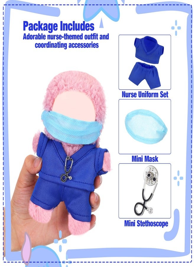 Velmitten 17cm Doll Clothes Doctor Nurse Scrubs Outfit Set for 17cm Dolls with Mini Mask Stethoscope Cute Nurse Uniform with Accessories Gift for DIY Dress-up Lovers & Collectors(Blue) - Image 5