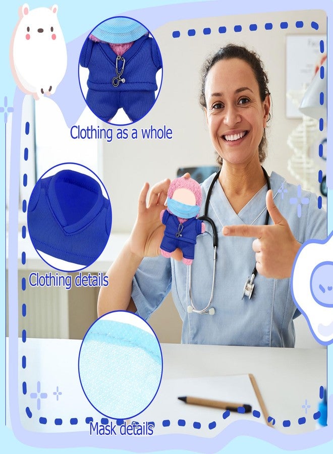Velmitten 17cm Doll Clothes Doctor Nurse Scrubs Outfit Set for 17cm Dolls with Mini Mask Stethoscope Cute Nurse Uniform with Accessories Gift for DIY Dress-up Lovers & Collectors(Blue) - Image 3