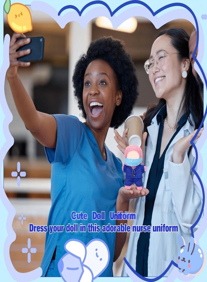 Velmitten 17cm Doll Clothes Doctor Nurse Scrubs Outfit Set for 17cm Dolls with Mini Mask Stethoscope Cute Nurse Uniform with Accessories Gift for DIY Dress-up Lovers & Collectors(Blue) - Image 2