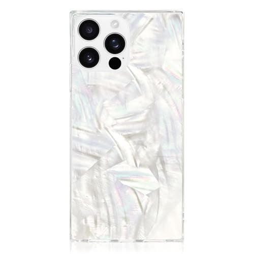 Flaunt Official Square Protective Case Compatible with iPhone 16 Pro Max Compatible with MagSafe Wireless Charging DropTested Shockproof Geo White Mother of Pearl - Image 1