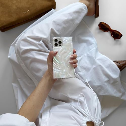 Flaunt Official Square Protective Case Compatible with iPhone 16 Pro Max Compatible with MagSafe Wireless Charging DropTested Shockproof Geo White Mother of Pearl - Image 3
