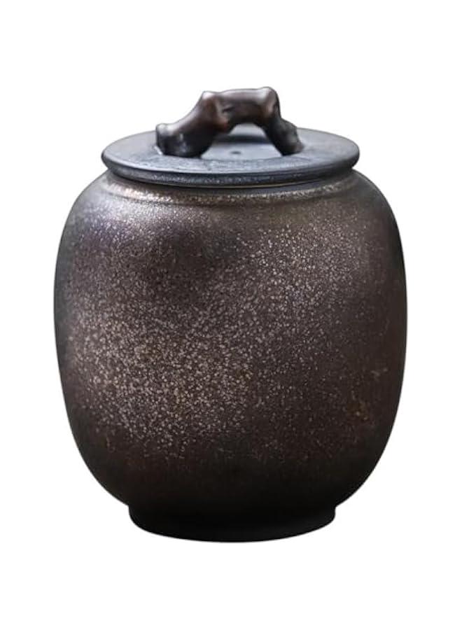 1pc Vintage Ceramic Jar Household Seal Jar Storage Sealing Jar Ceramic Storage Jar Tea Storage Jar Household Seal Can Ceramic Canister Tea Leaf Sealing Jar Retro Storage Jar - Image 1