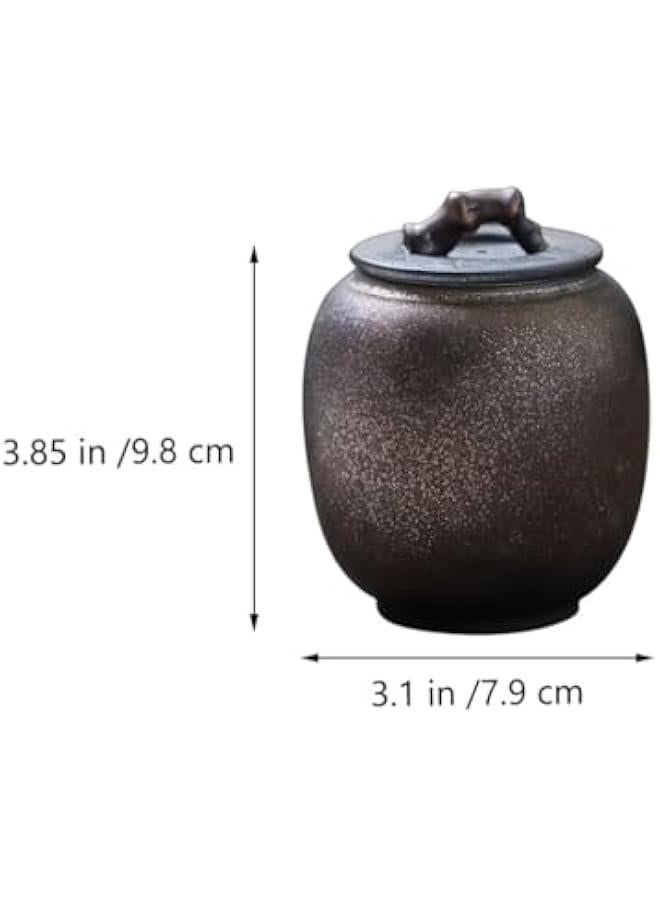 1pc Vintage Ceramic Jar Household Seal Jar Storage Sealing Jar Ceramic Storage Jar Tea Storage Jar Household Seal Can Ceramic Canister Tea Leaf Sealing Jar Retro Storage Jar - Image 2
