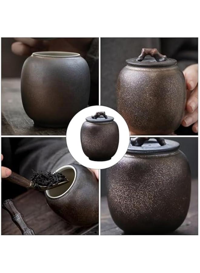 1pc Vintage Ceramic Jar Household Seal Jar Storage Sealing Jar Ceramic Storage Jar Tea Storage Jar Household Seal Can Ceramic Canister Tea Leaf Sealing Jar Retro Storage Jar - Image 5