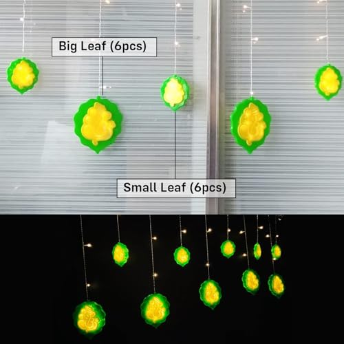 Party Propz Yellow Backdrop for Decorations with Ganpati Curtain Lights, Haldi Decoration Items for Home Decor, Backdrop Cloth for Decoration Pooja, Wedding Decor (3Pcs)(Net) - Image 4