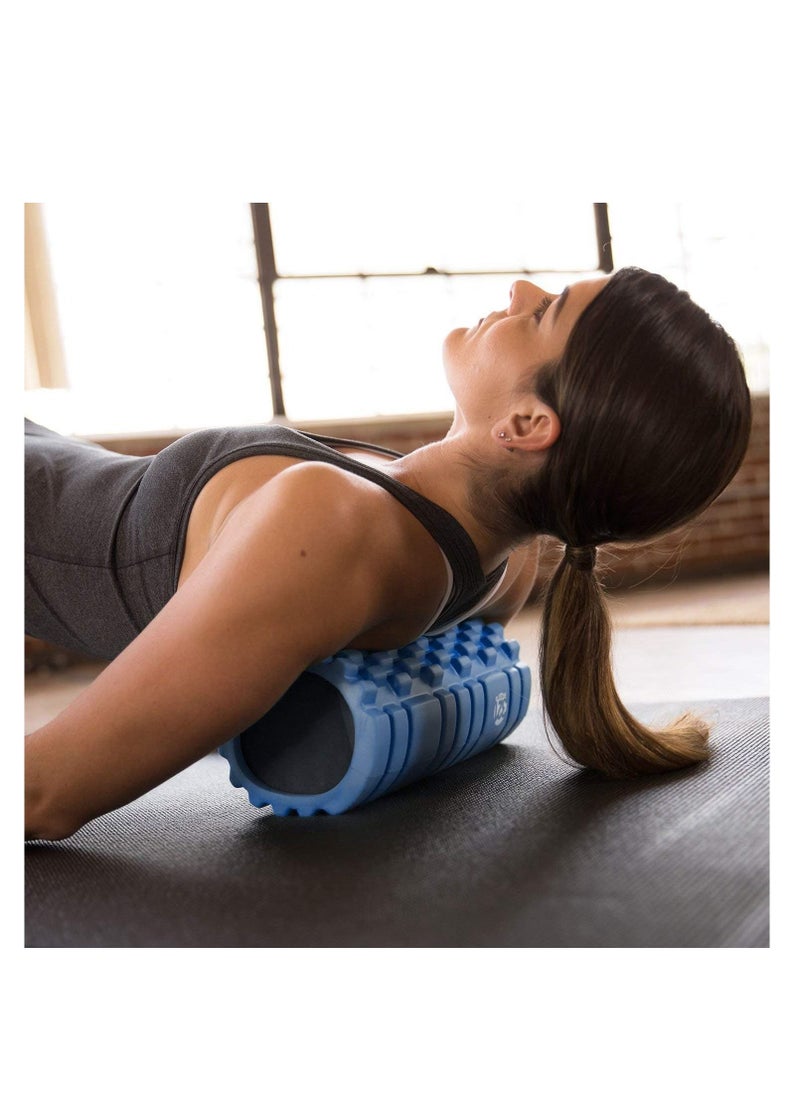 MahMir Mahmir® EVA Foam Roller for Yoga, Deep Tissue Massage, Stretching, Physical Therapy, Relieve Stress, Improve Mobility with Foam Roller for Legs and Muscles - Deep Tissue Massage Tool (Light Blue)  - Image 4