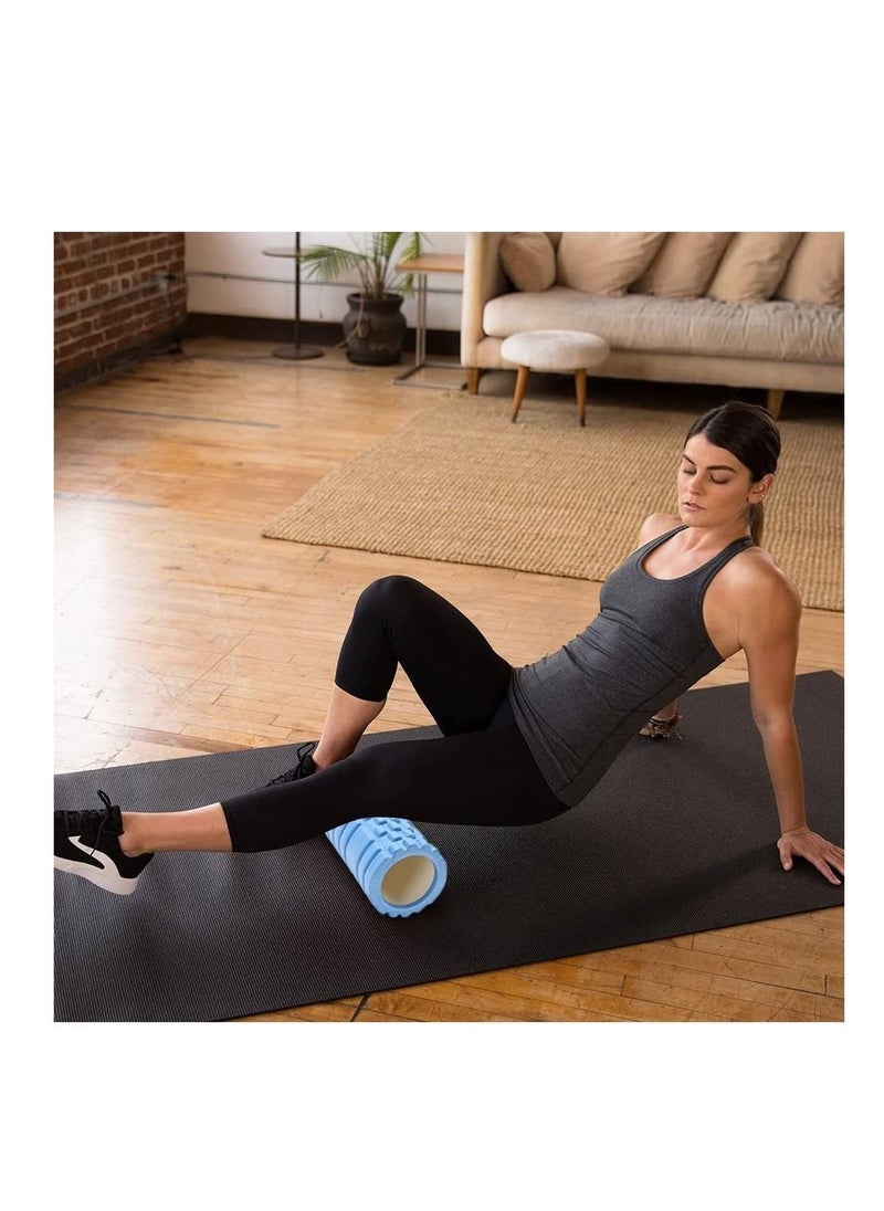 MahMir Mahmir® EVA Foam Roller for Yoga, Deep Tissue Massage, Stretching, Physical Therapy, Relieve Stress, Improve Mobility with Foam Roller for Legs and Muscles - Deep Tissue Massage Tool (Light Blue)  - Image 2