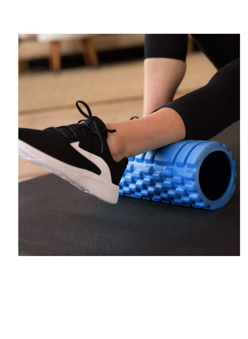 Mahmir® EVA Foam Roller for Yoga, Deep Tissue Massage, Stretching, Physical Therapy, Relieve Stress, Improve Mobility with Foam Roller for Legs and Muscles - Deep Tissue Massage Tool (Light Blue)