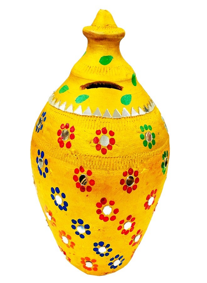 ShopMeFast Handcraft Terracotta Money Bank, Coin Holder, Piggy Bank, Mitti Ki Gullak, Coin Box, Money Box - Gift Items for Kids and Adults (Golden) (Medium Big Golden (Height : 10 Inches.)) - Image 1