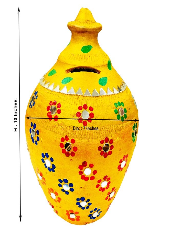 ShopMeFast Handcraft Terracotta Money Bank, Coin Holder, Piggy Bank, Mitti Ki Gullak, Coin Box, Money Box - Gift Items for Kids and Adults (Golden) (Medium Big Golden (Height : 10 Inches.)) - Image 5