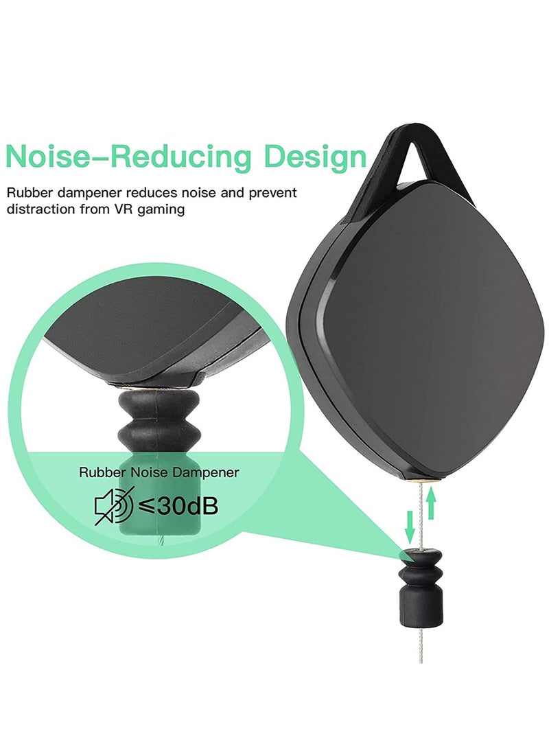SYOSI VR Cable Management System, Ceiling Hooks with Retractable Carabiner, KASTWAVE Retractable Ceiling Pulley System for Oculus Quest/Quest 2/HTC Vive/Vive Pro/Oculus Rift/Rift S(6Packs Black) - Image 2