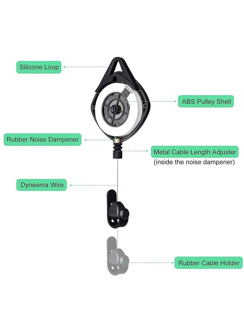 SYOSI VR Cable Management System, Ceiling Hooks with Retractable Carabiner, KASTWAVE Retractable Ceiling Pulley System for Oculus Quest/Quest 2/HTC Vive/Vive Pro/Oculus Rift/Rift S(6Packs Black) - Image 3