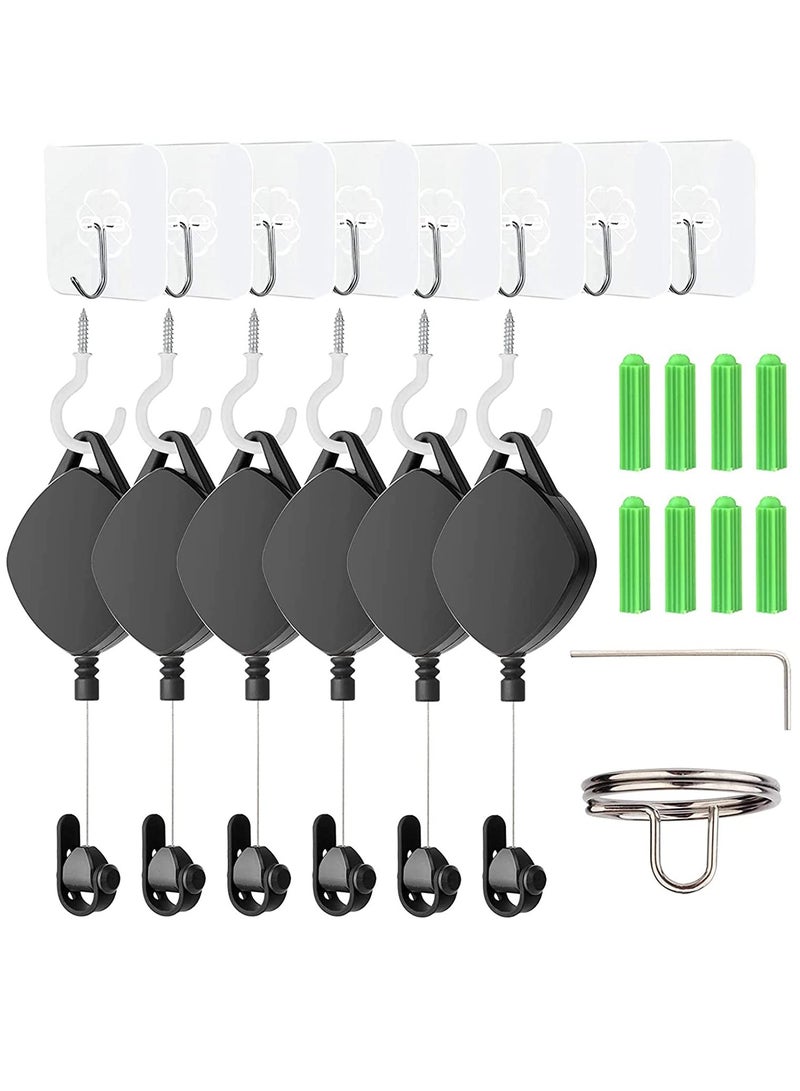 SYOSI VR Cable Management System, Ceiling Hooks with Retractable Carabiner, KASTWAVE Retractable Ceiling Pulley System for Oculus Quest/Quest 2/HTC Vive/Vive Pro/Oculus Rift/Rift S(6Packs Black) - Image 1
