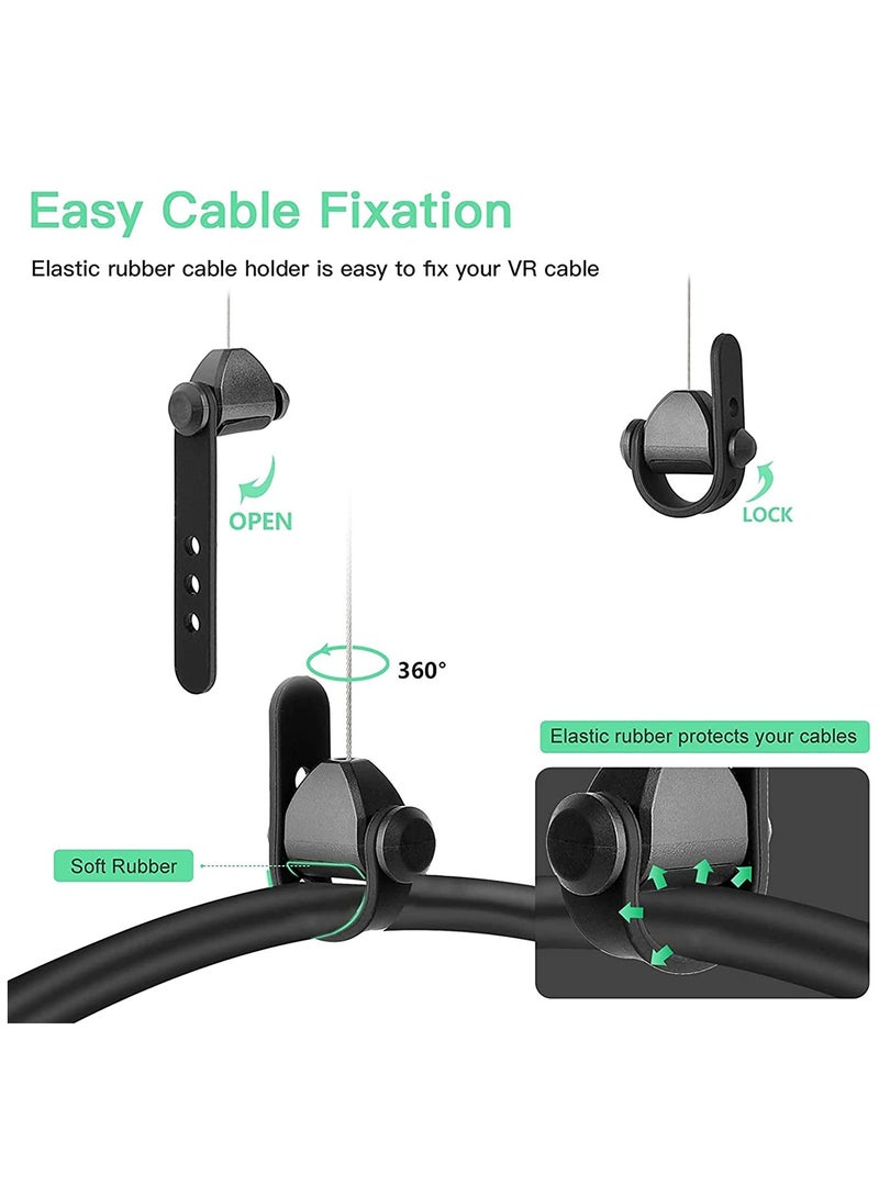 SYOSI VR Cable Management System, Ceiling Hooks with Retractable Carabiner, KASTWAVE Retractable Ceiling Pulley System for Oculus Quest/Quest 2/HTC Vive/Vive Pro/Oculus Rift/Rift S(6Packs Black) - Image 4