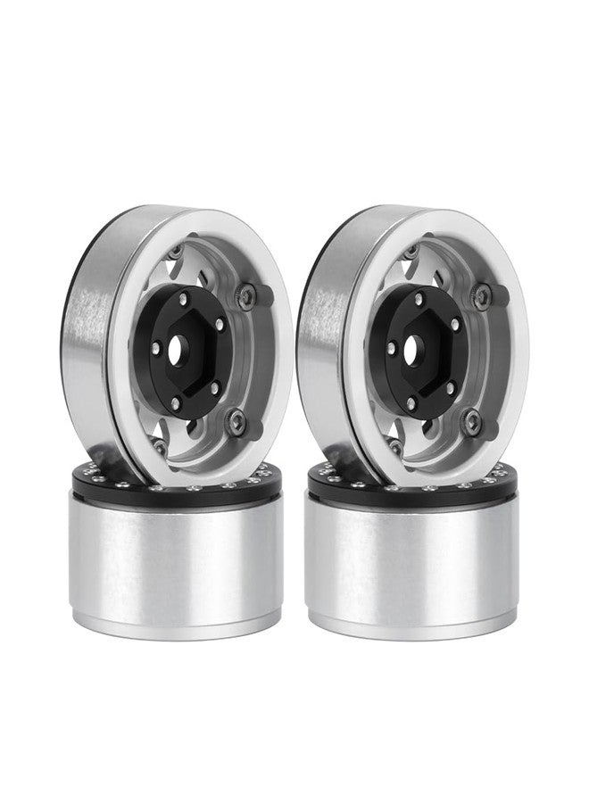 LAFEINA Metal 1.55" Beadlock Wheel Rim Parts for 1/18 AX90069 UTB18 1/10 RC Crawler Car D90 Tamiya CC01 LC70 LC80 MST JIMNY(Silver & Black) - Image 4