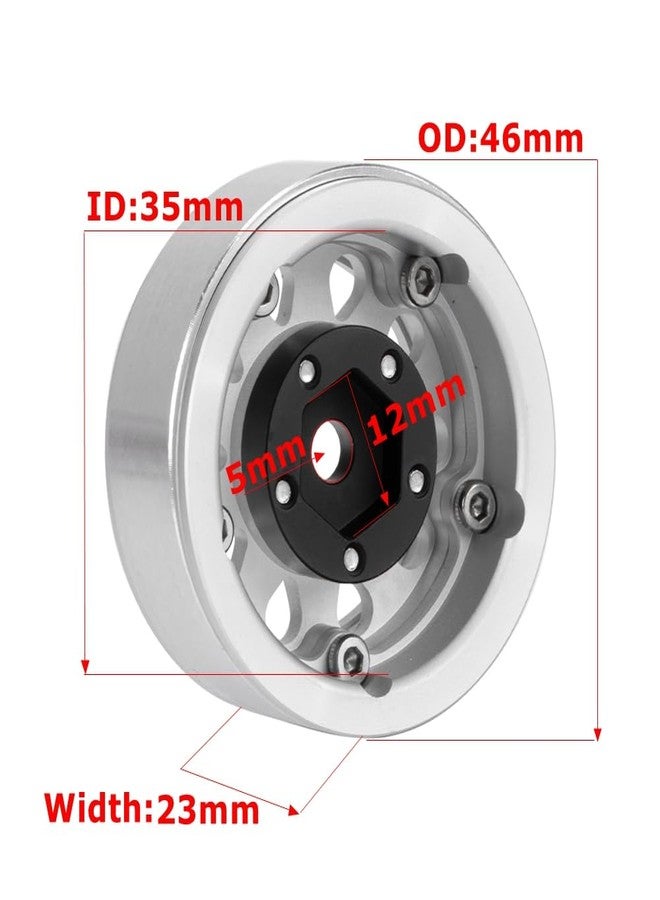 LAFEINA Metal 1.55" Beadlock Wheel Rim Parts for 1/18 AX90069 UTB18 1/10 RC Crawler Car D90 Tamiya CC01 LC70 LC80 MST JIMNY(Silver & Black) - Image 3