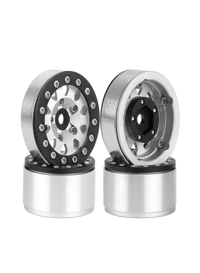 LAFEINA Metal 1.55" Beadlock Wheel Rim Parts for 1/18 AX90069 UTB18 1/10 RC Crawler Car D90 Tamiya CC01 LC70 LC80 MST JIMNY(Silver & Black) - Image 1