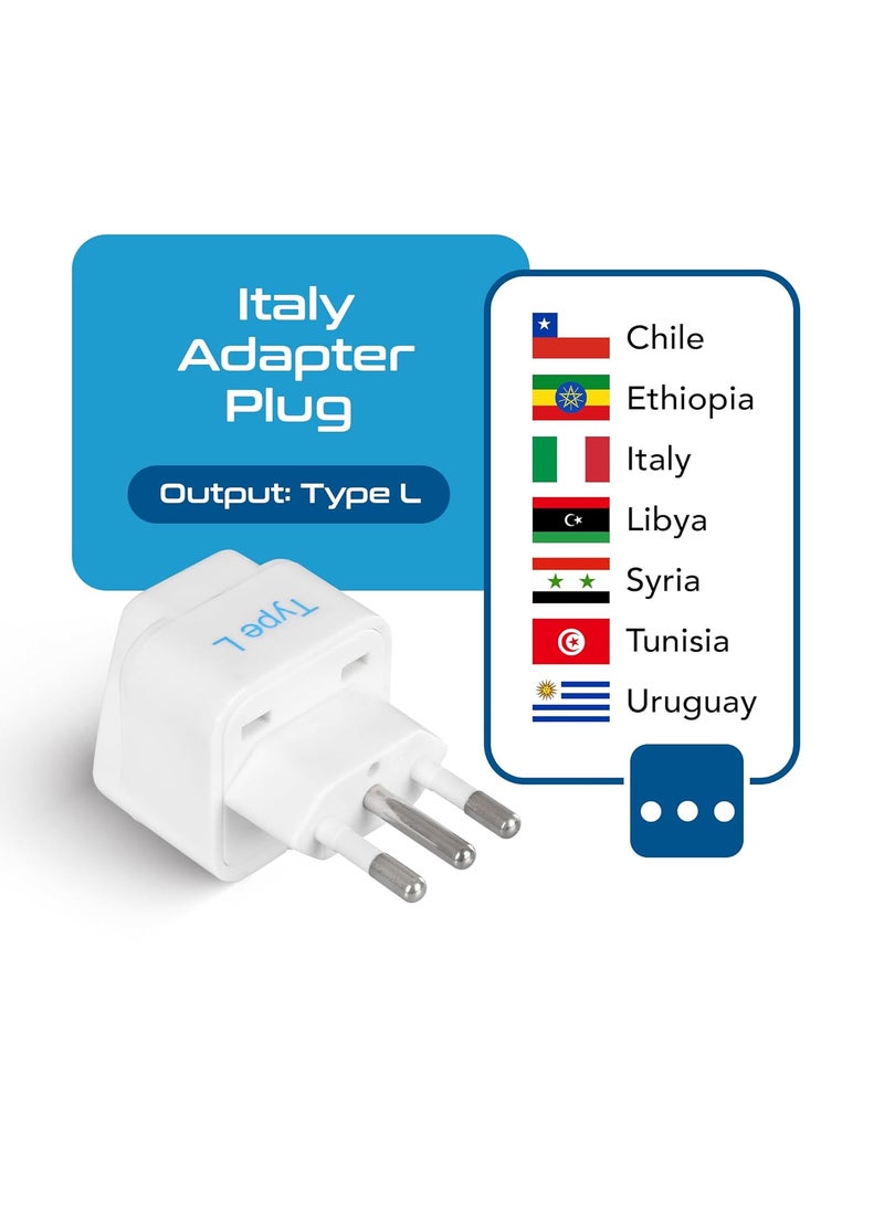 Ceptics Ceptics India to Italy Libya Chile More Type L Travel Adapter Plug CE Certified RoHS Compliant 2 Pack GP12A2PK  - Image 2