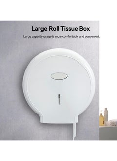 SYOSI Wall Mounted Toilet Roll Dispenser 10.6×11.0×4.7inch Jumbo Toilet Paper Holder for Bathroom Waterproof and Durable No Punching Required Plastic Paper Dispenser for School Bathroom Office White  - Image 4