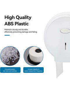 SYOSI Wall Mounted Toilet Roll Dispenser 10.6×11.0×4.7inch Jumbo Toilet Paper Holder for Bathroom Waterproof and Durable No Punching Required Plastic Paper Dispenser for School Bathroom Office White  - Image 3